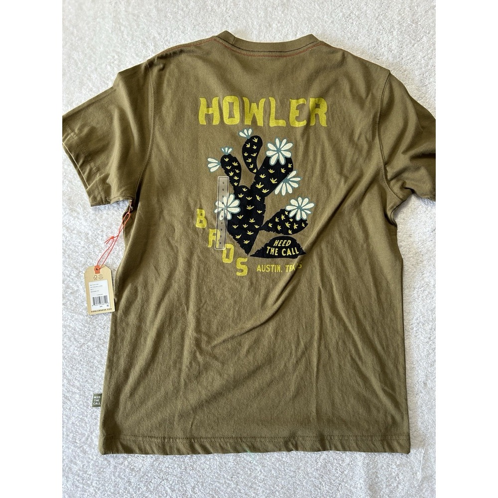 Howler Brothers Pocket T-Shirt Mens Small Cactus Prickly Pear Green (NC)